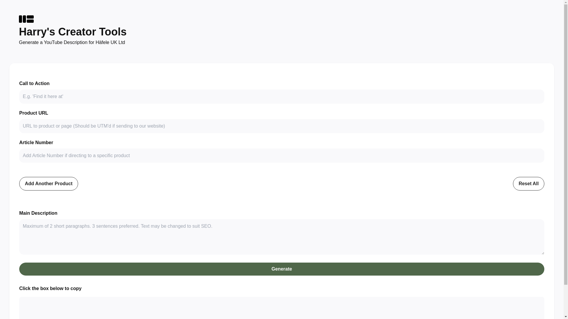 website screenshot of https://hafeleyoutubedescgen.pages.dev/