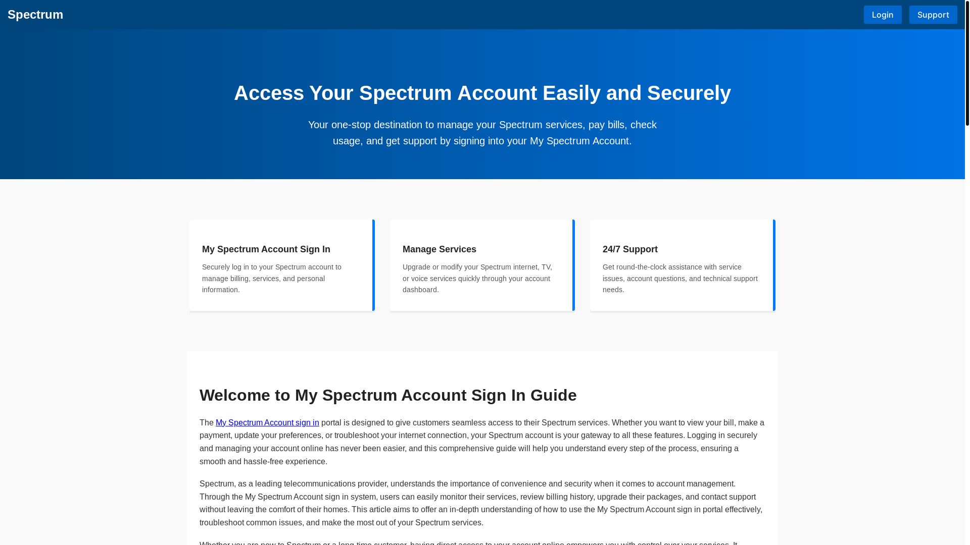 website screenshot of https://spectrum-account.pages.dev/