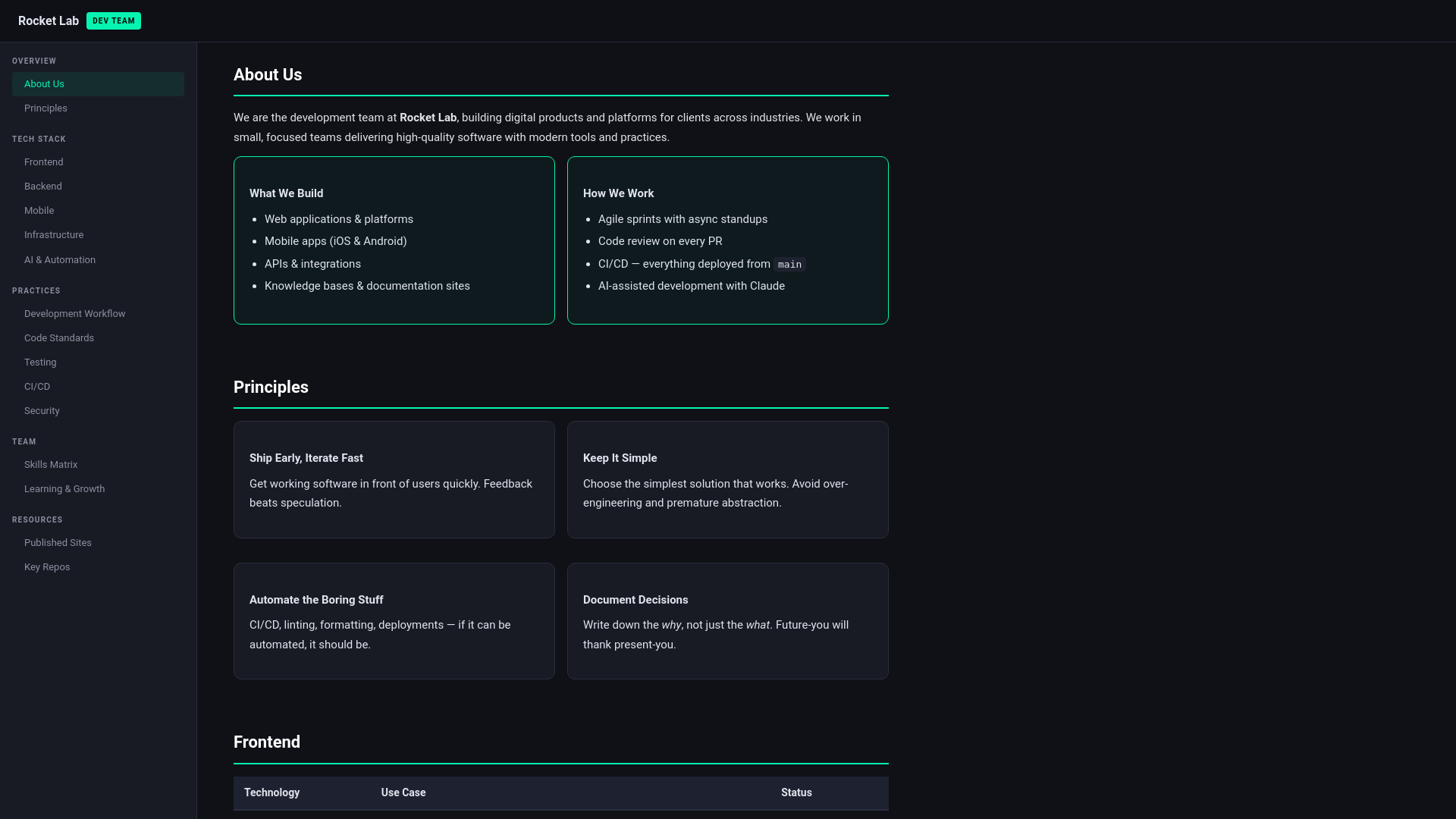 website screenshot of https://rocketlab-devteam.pages.dev/
