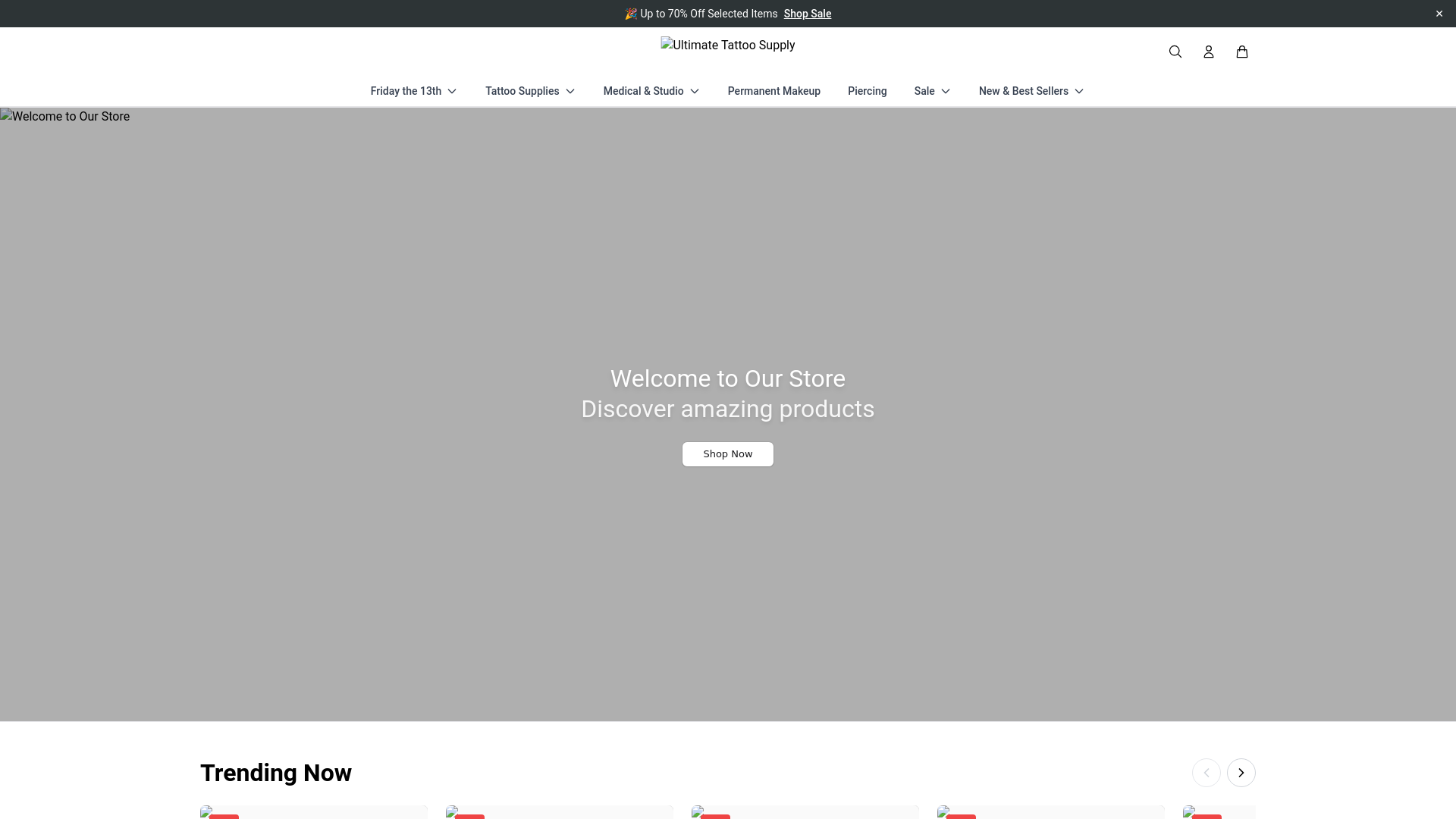 website screenshot of https://ultimatetattoosupplyco.shop