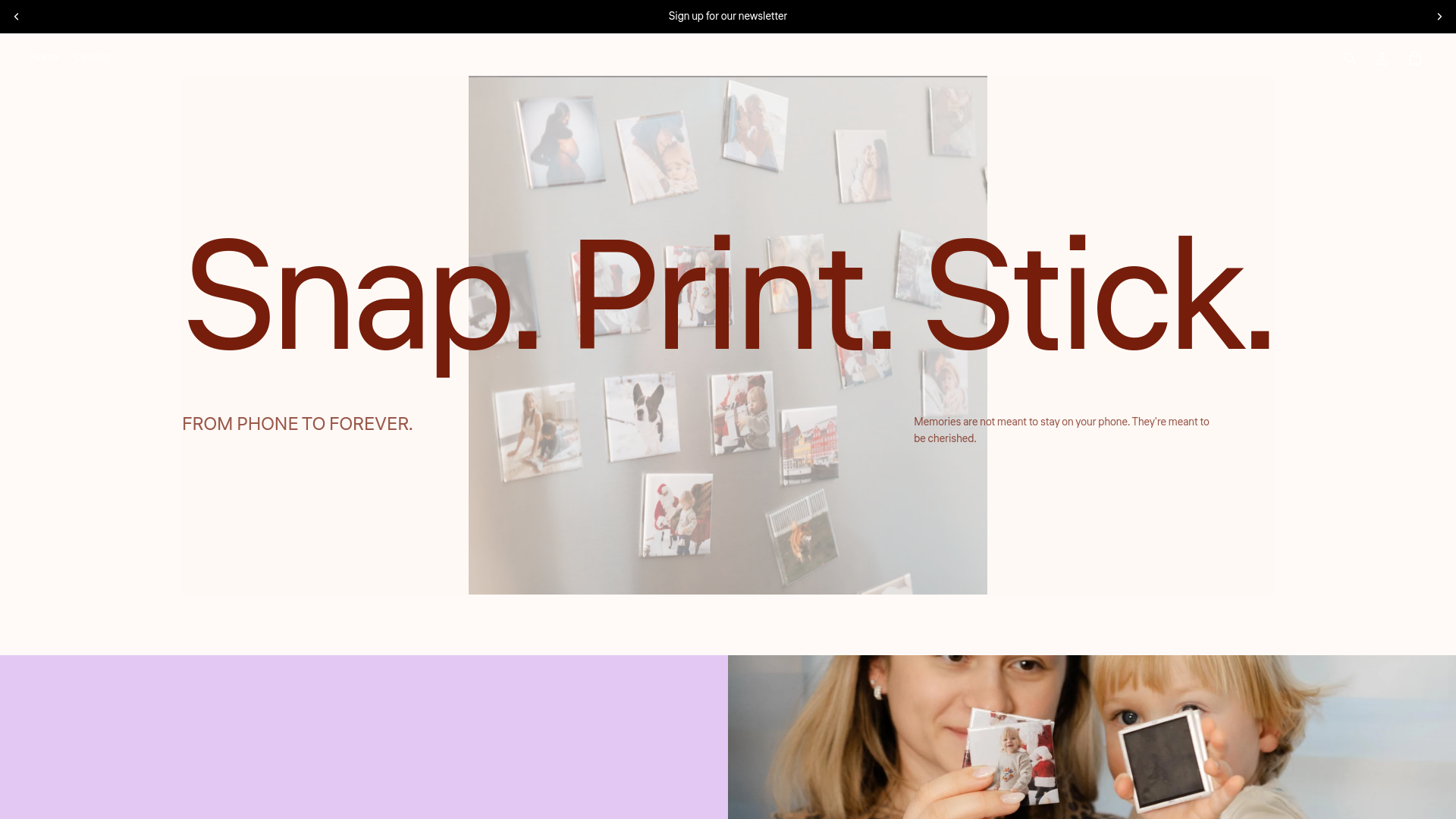 website screenshot of https://snapprintstick.com/
