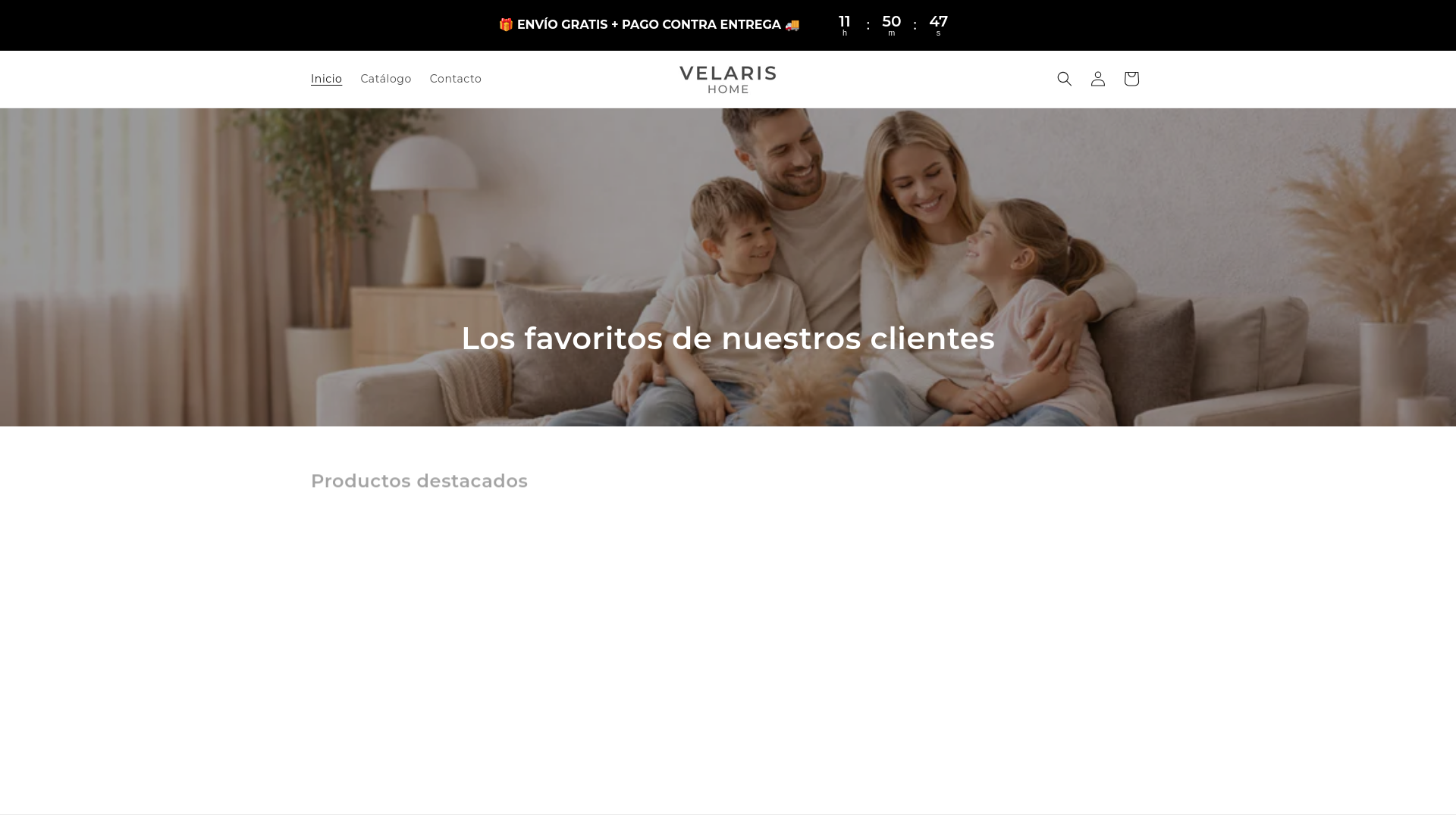 website screenshot of https://velarishome.com/