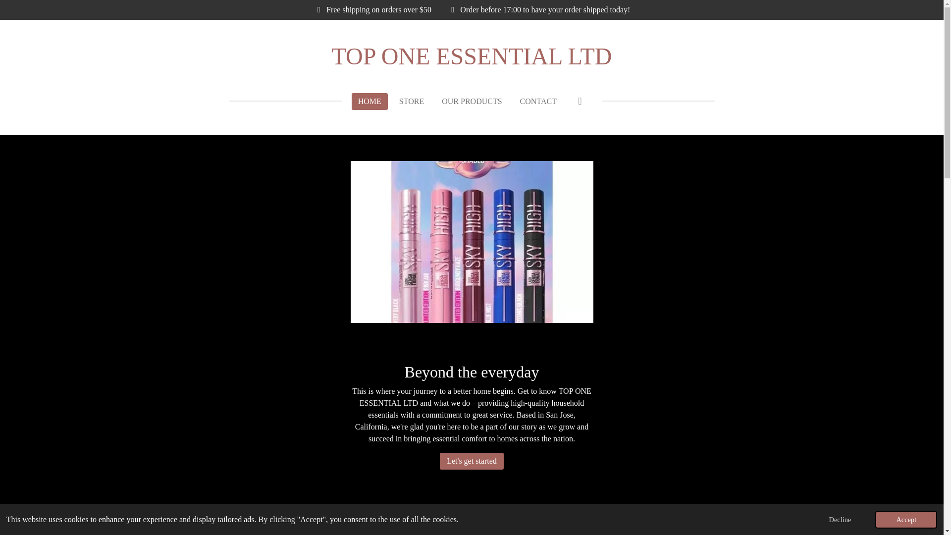 website screenshot of https://top-one-essential-ltd.com/