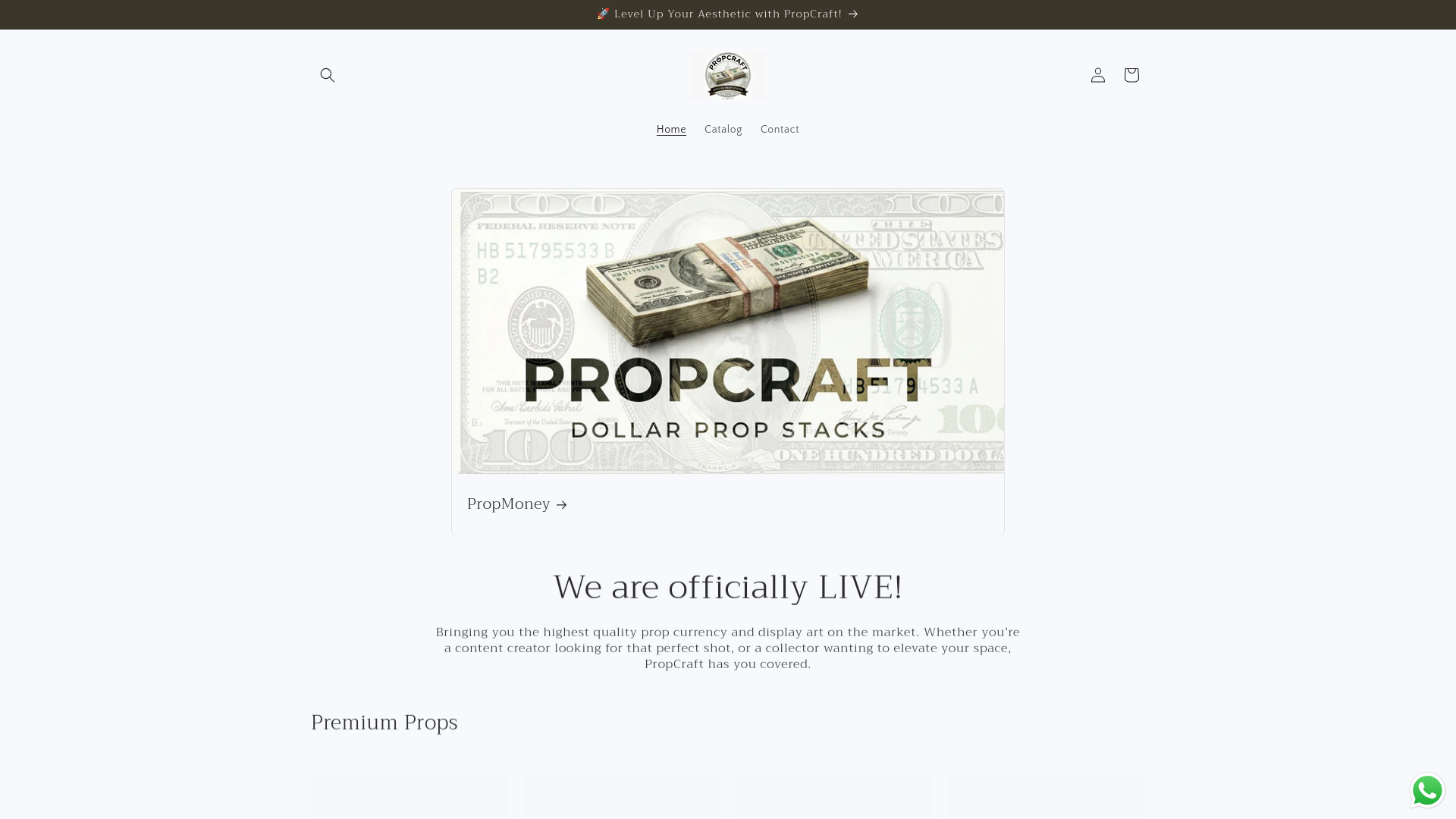 website screenshot of https://propcraft.store/