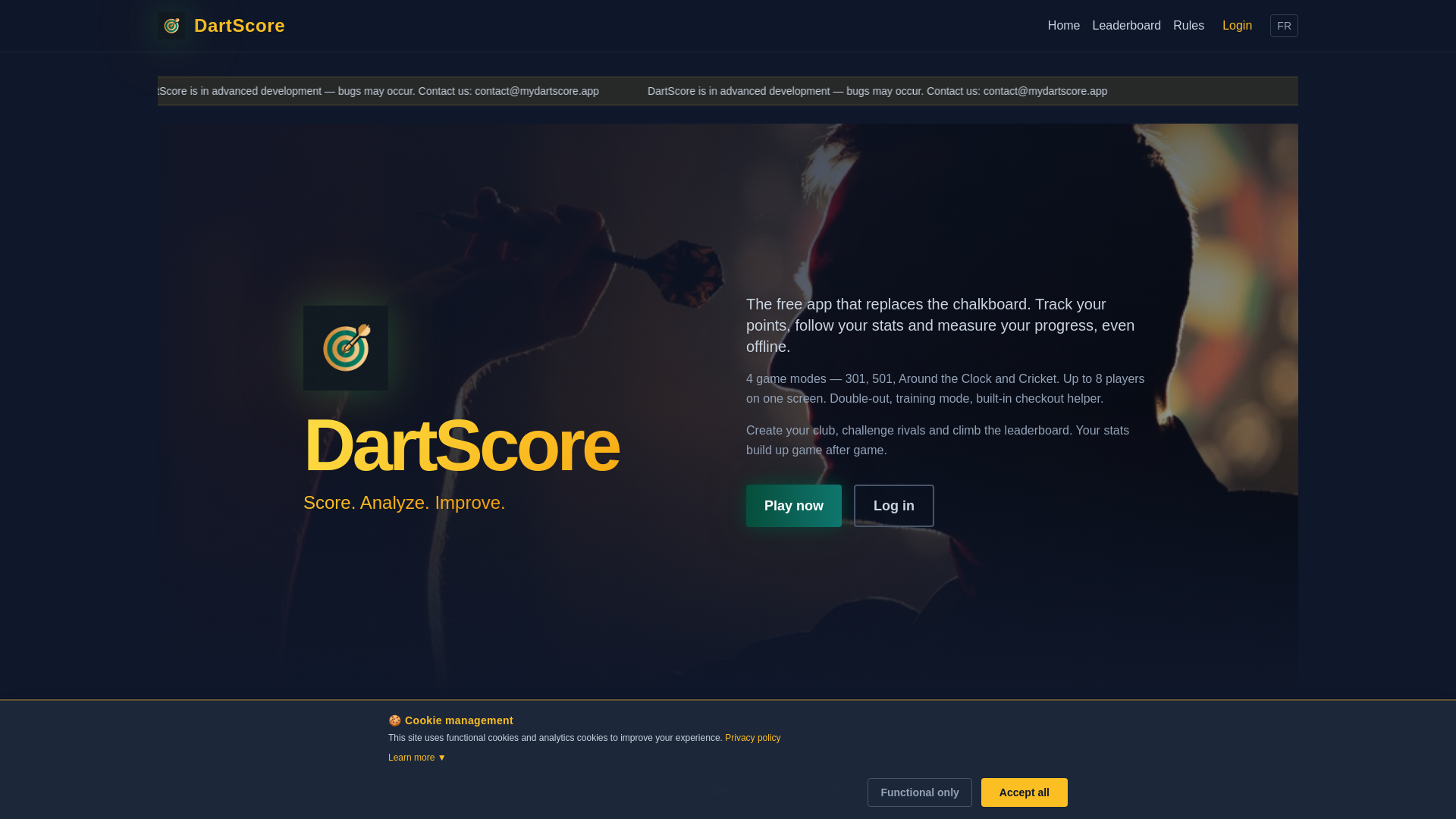 website screenshot of https://mydartscore.app