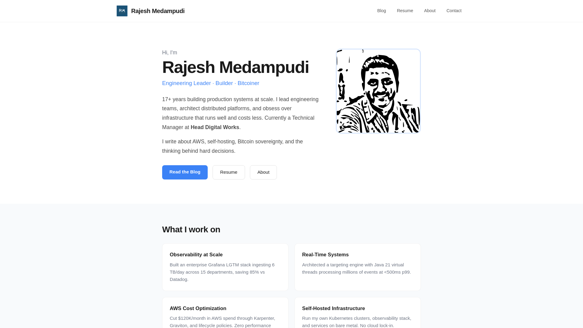website screenshot of https://rajesh-medampudi.pages.dev/