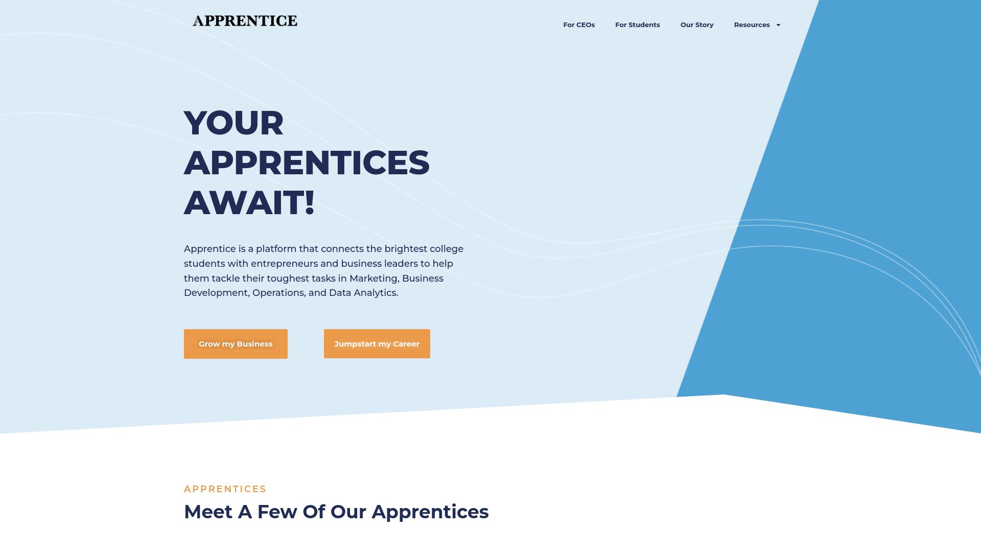 website screenshot of https://growwithapprentice.com/