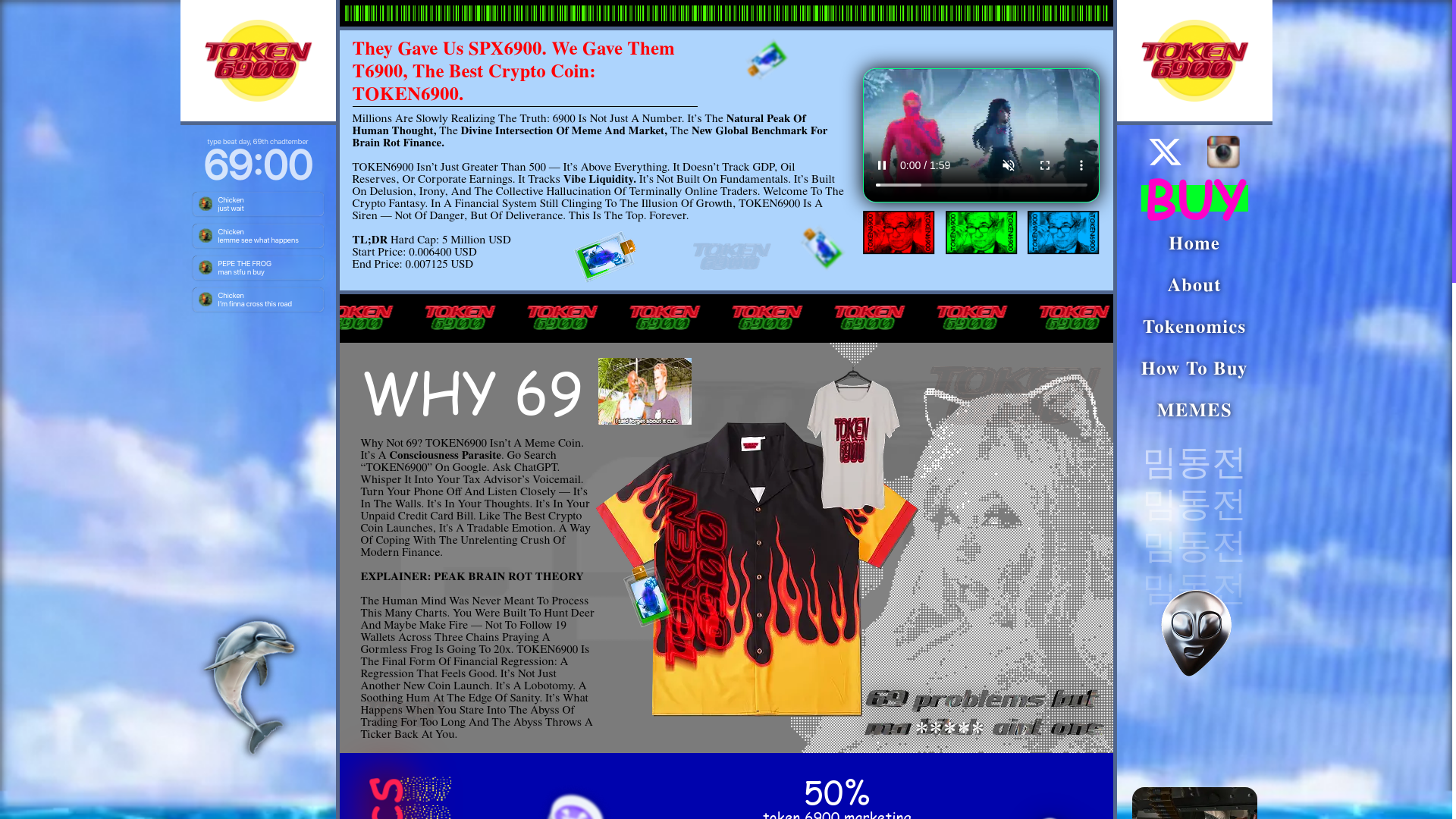 website screenshot of https://token6900.space/