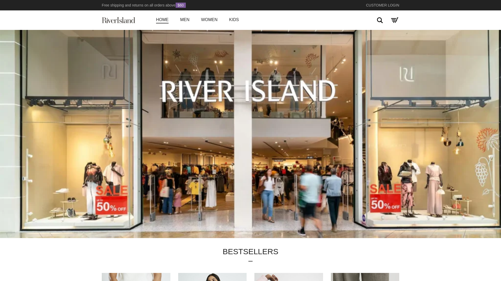 website screenshot of https://riverisland-sale.us