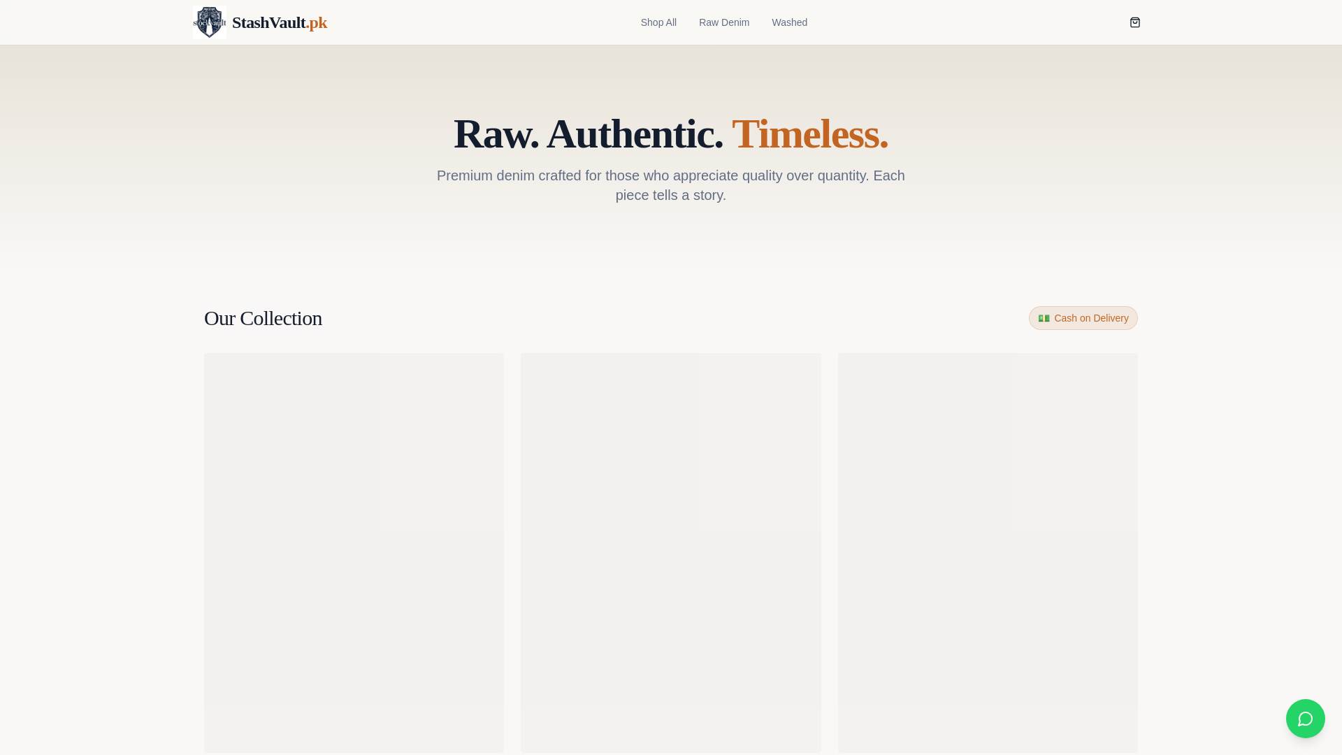 website screenshot of https://stashvault.pk/