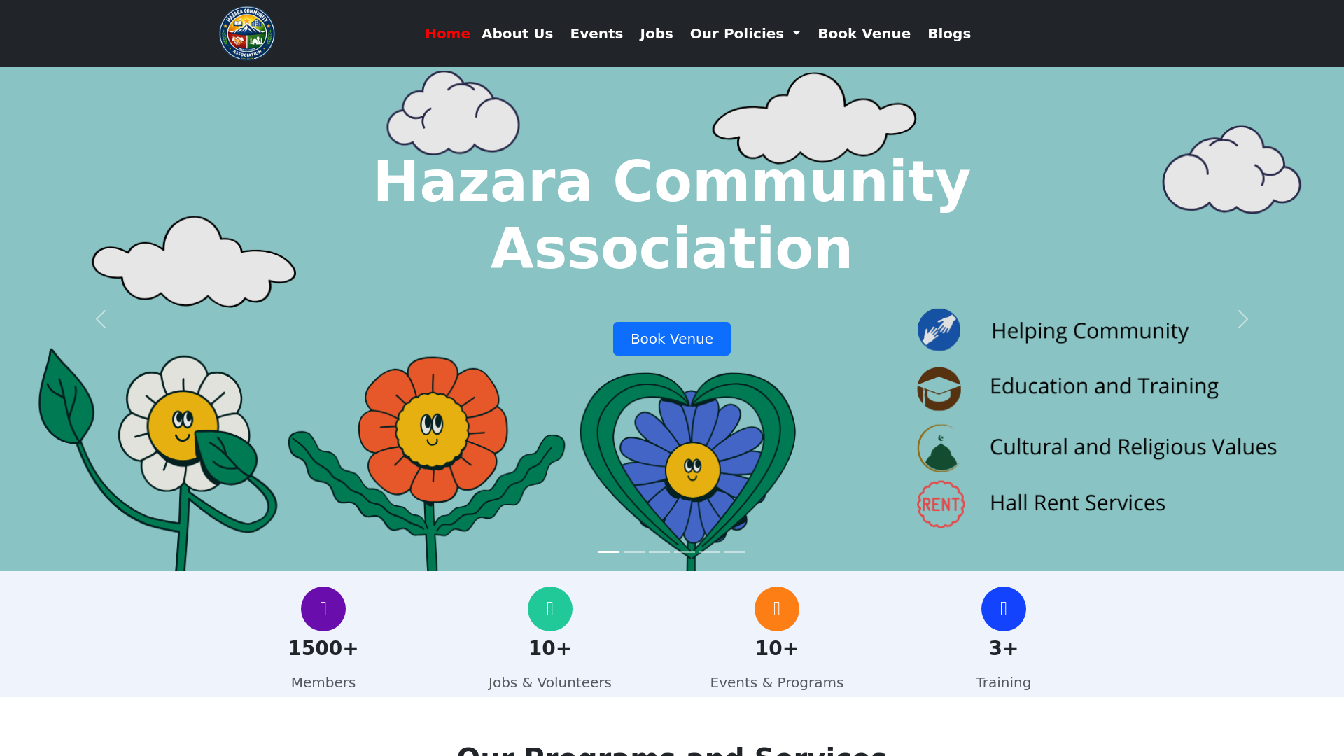 website screenshot of https://hazaracommunity.uk/