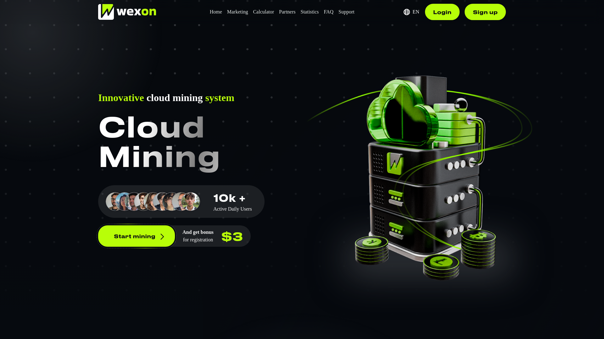 website screenshot of https://wexon.pro/