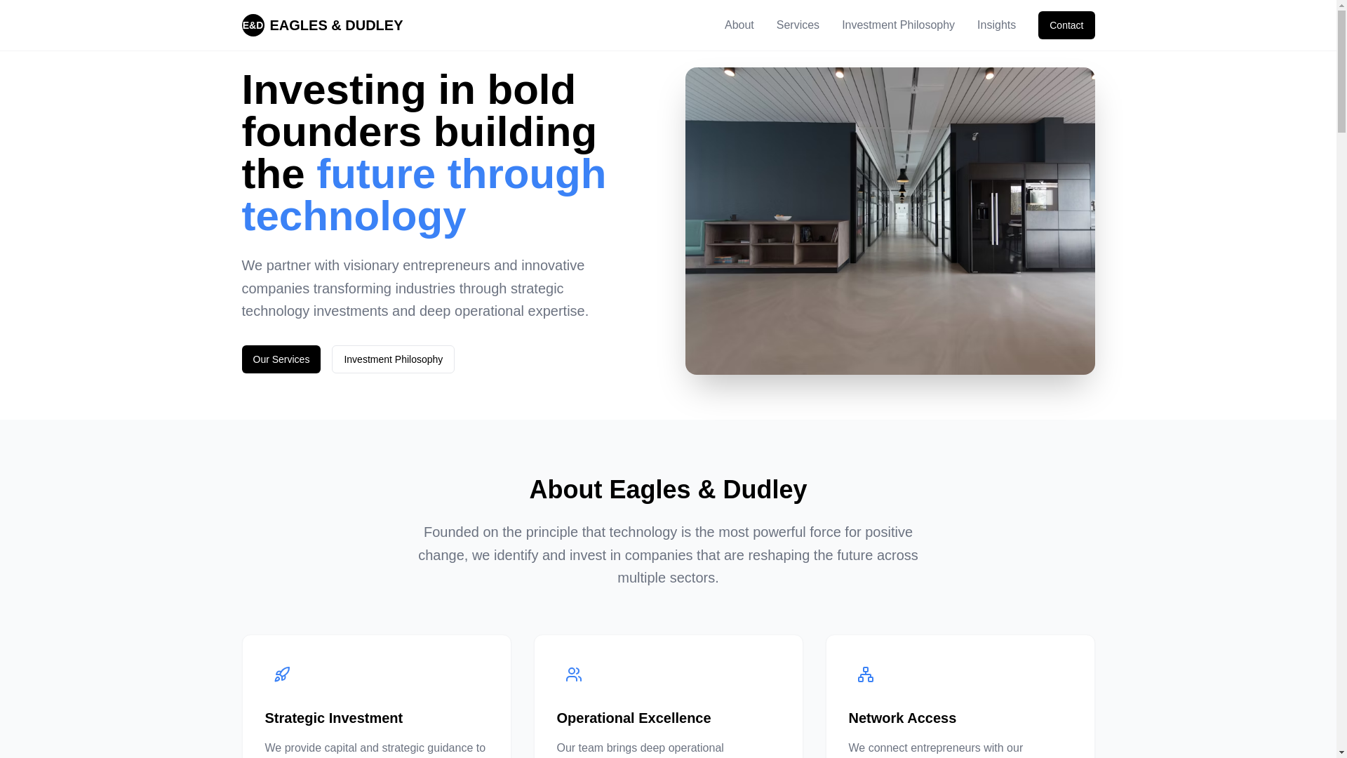 website screenshot of https://eaglesanddudley.com/