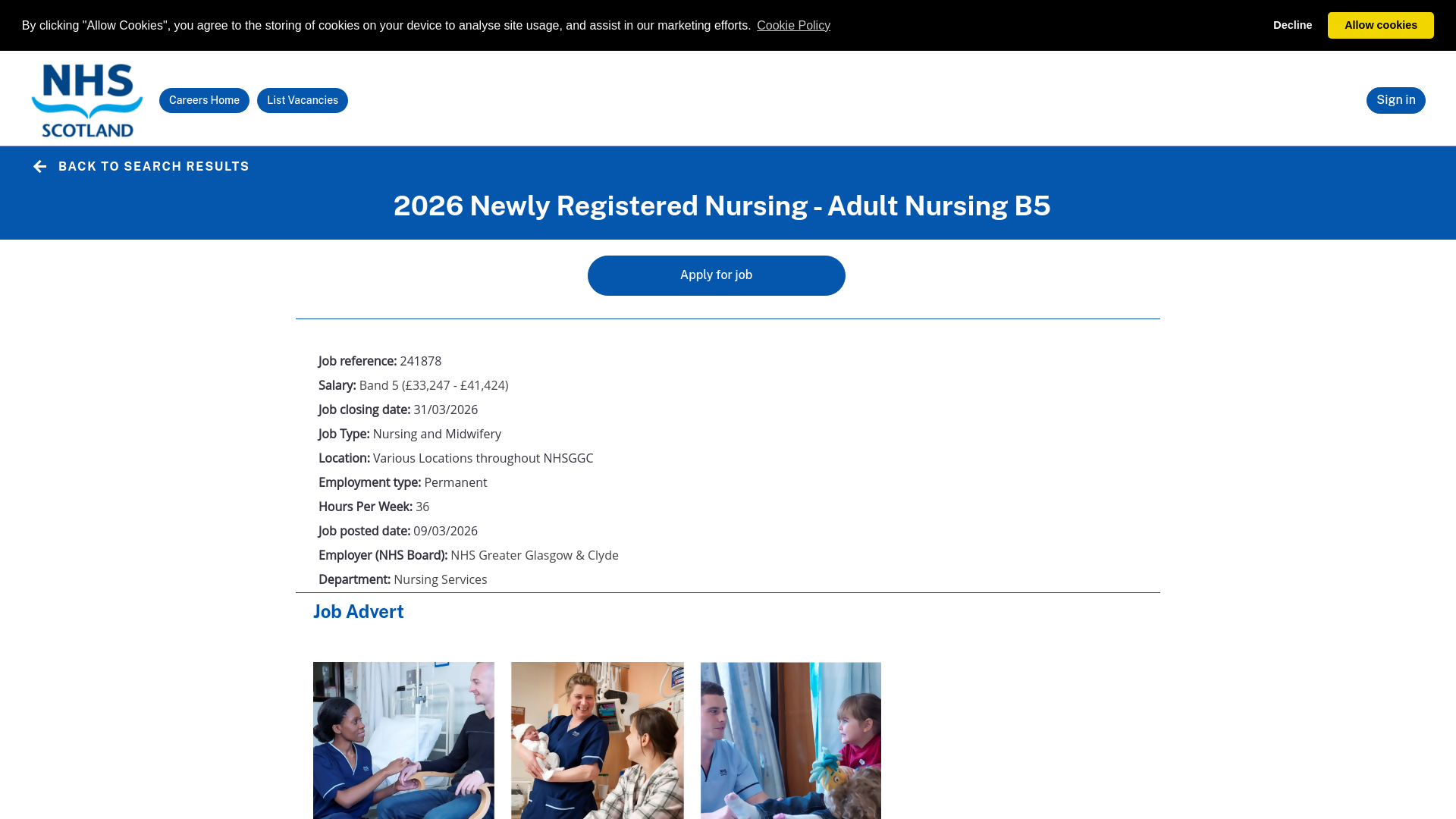 website screenshot of https://apply.jobs.scot.nhs.uk/internal/Job/JobDetail?JobId=252277