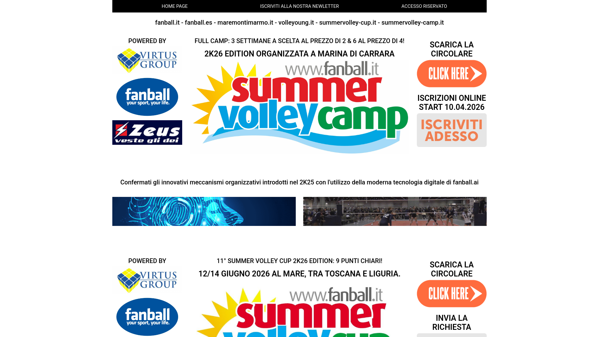 website screenshot of https://summervolley-cup.it/