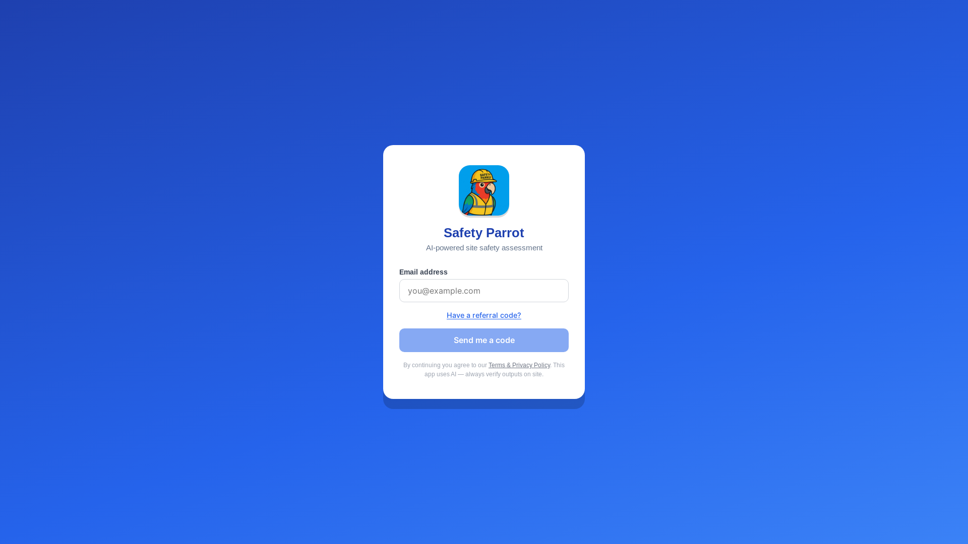 website screenshot of https://safetyparrotblazor-webapp.pages.dev/