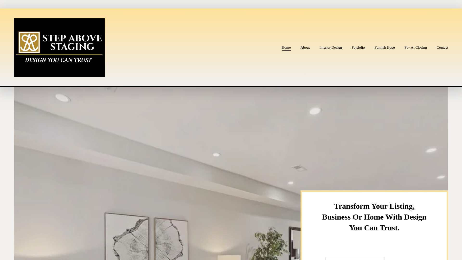 website screenshot of https://stepabovestaging.net
