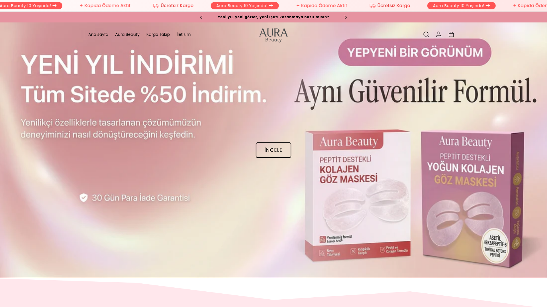 website screenshot of https://aurabeautytr.com