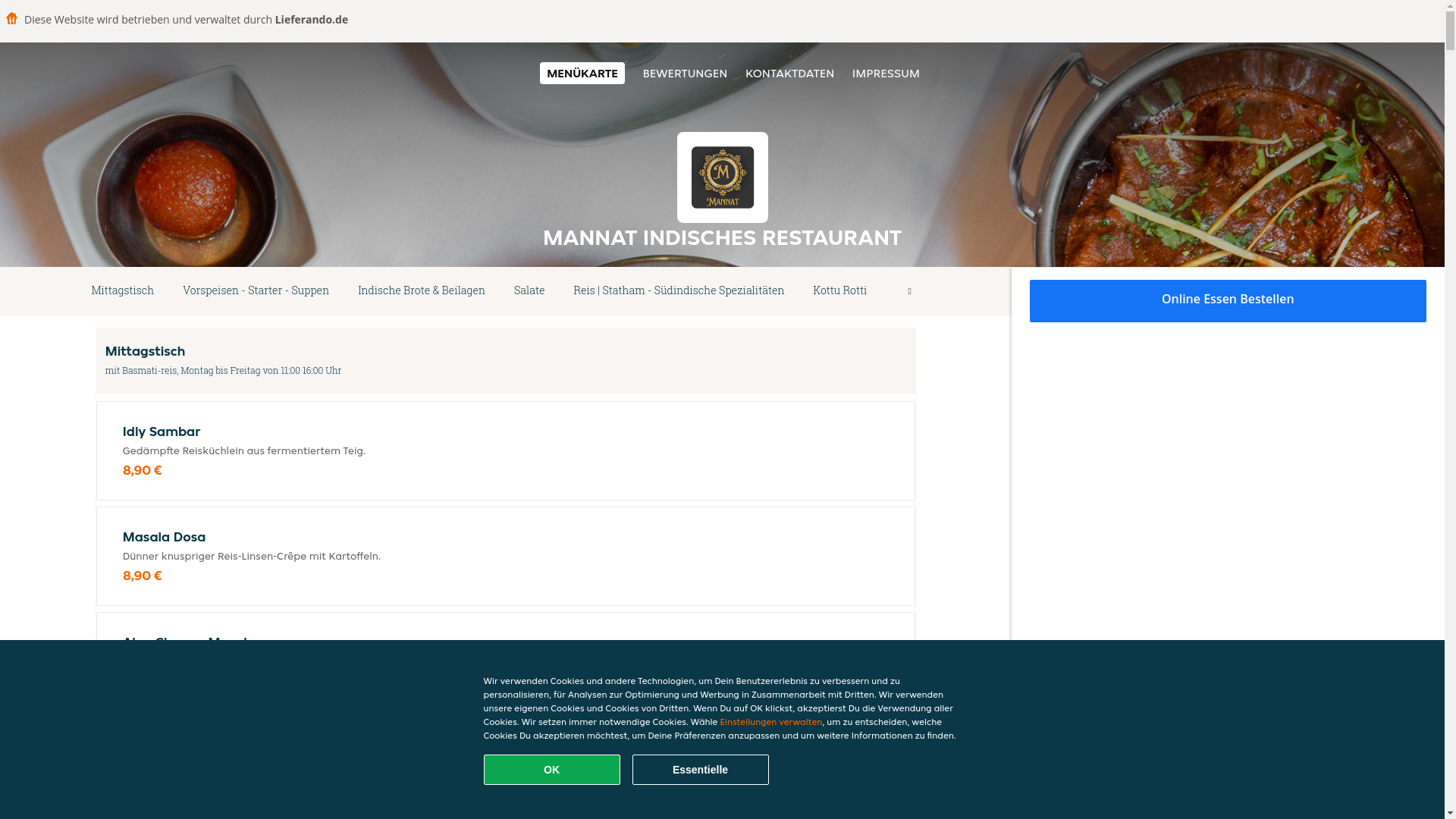 website screenshot of https://mannatindischesrestaurant-mannheim.de/