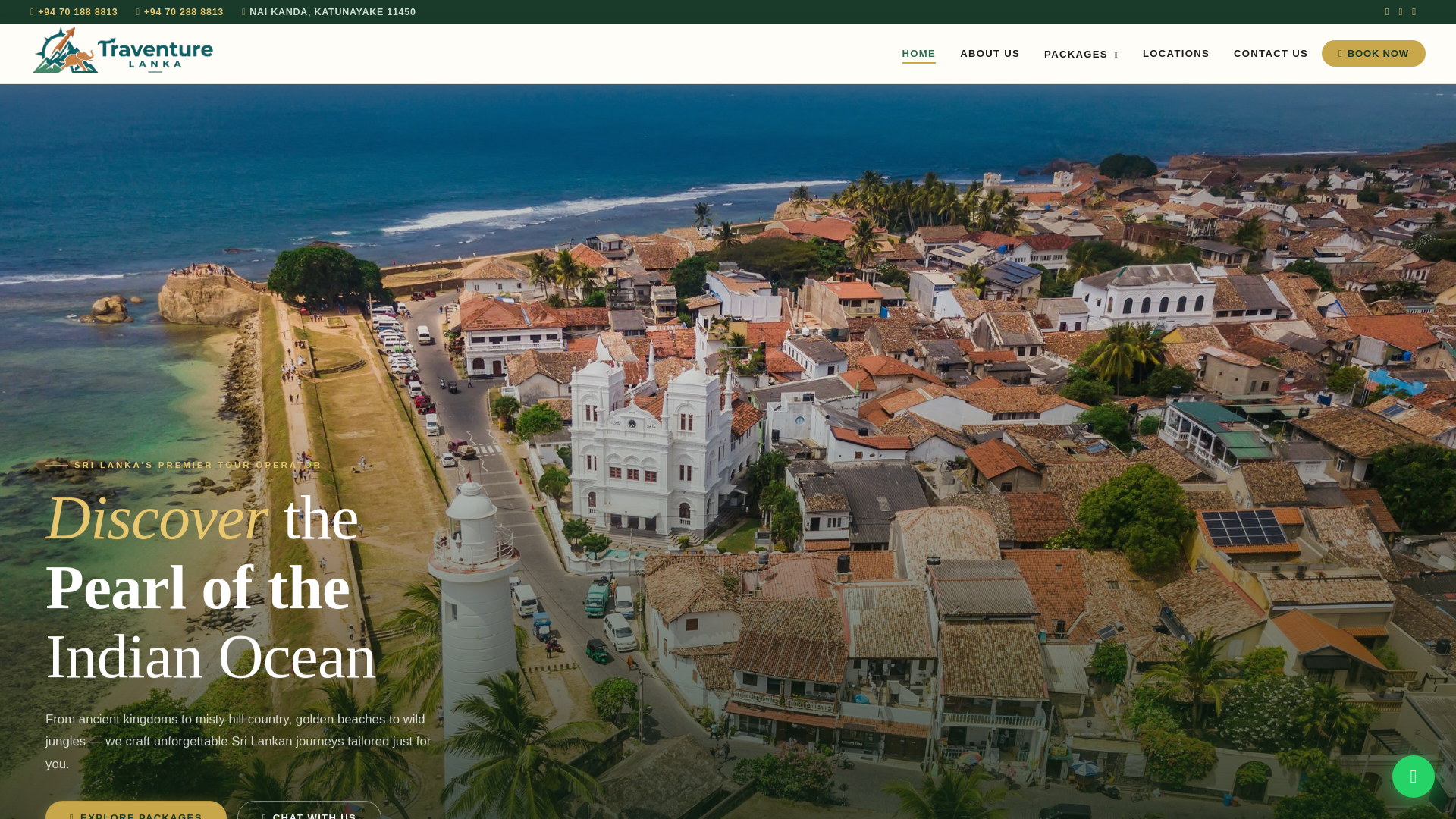 website screenshot of https://traventurelanka.com/