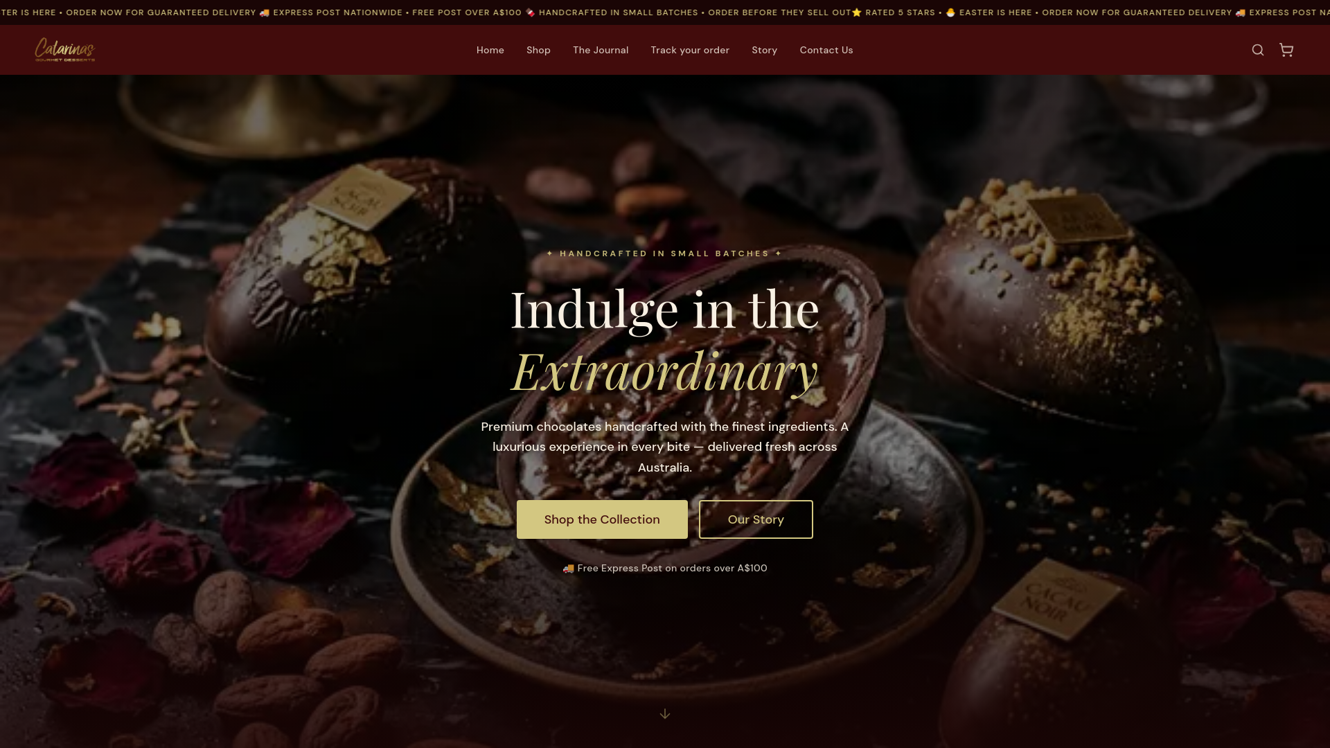 website screenshot of https://catarinadesserts.com.au/