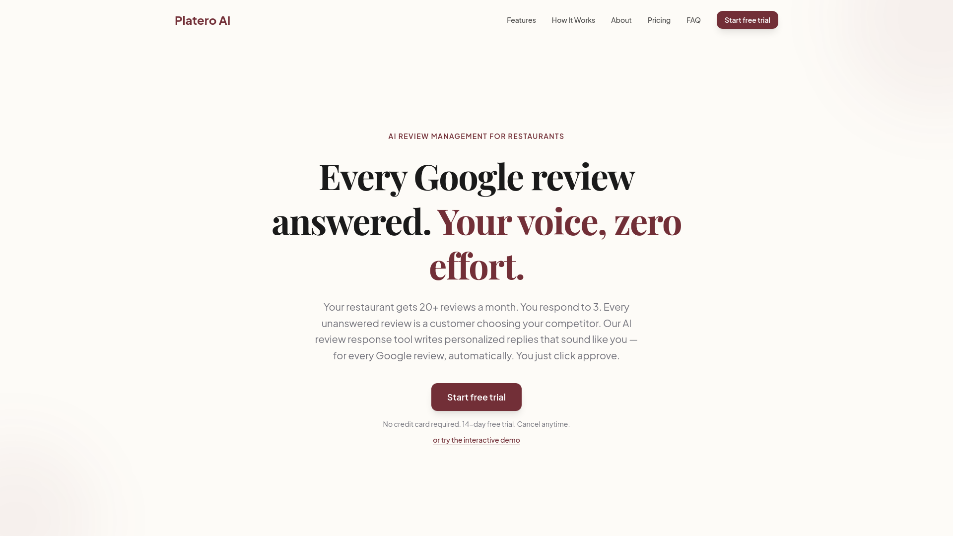 website screenshot of https://platero.ai/