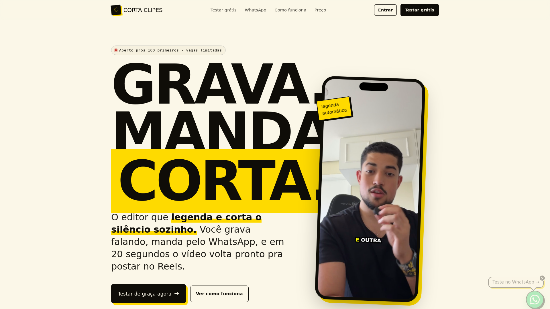 website screenshot of https://cortaclipes.com/