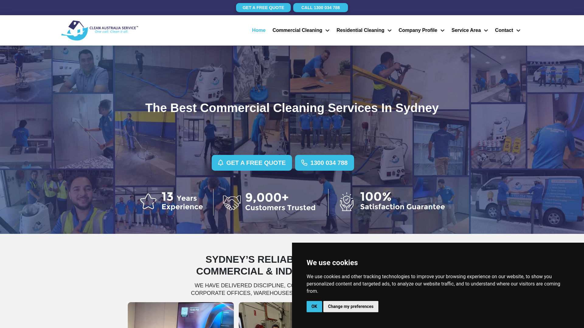 website screenshot of https://cleanaustraliaservice.com.au