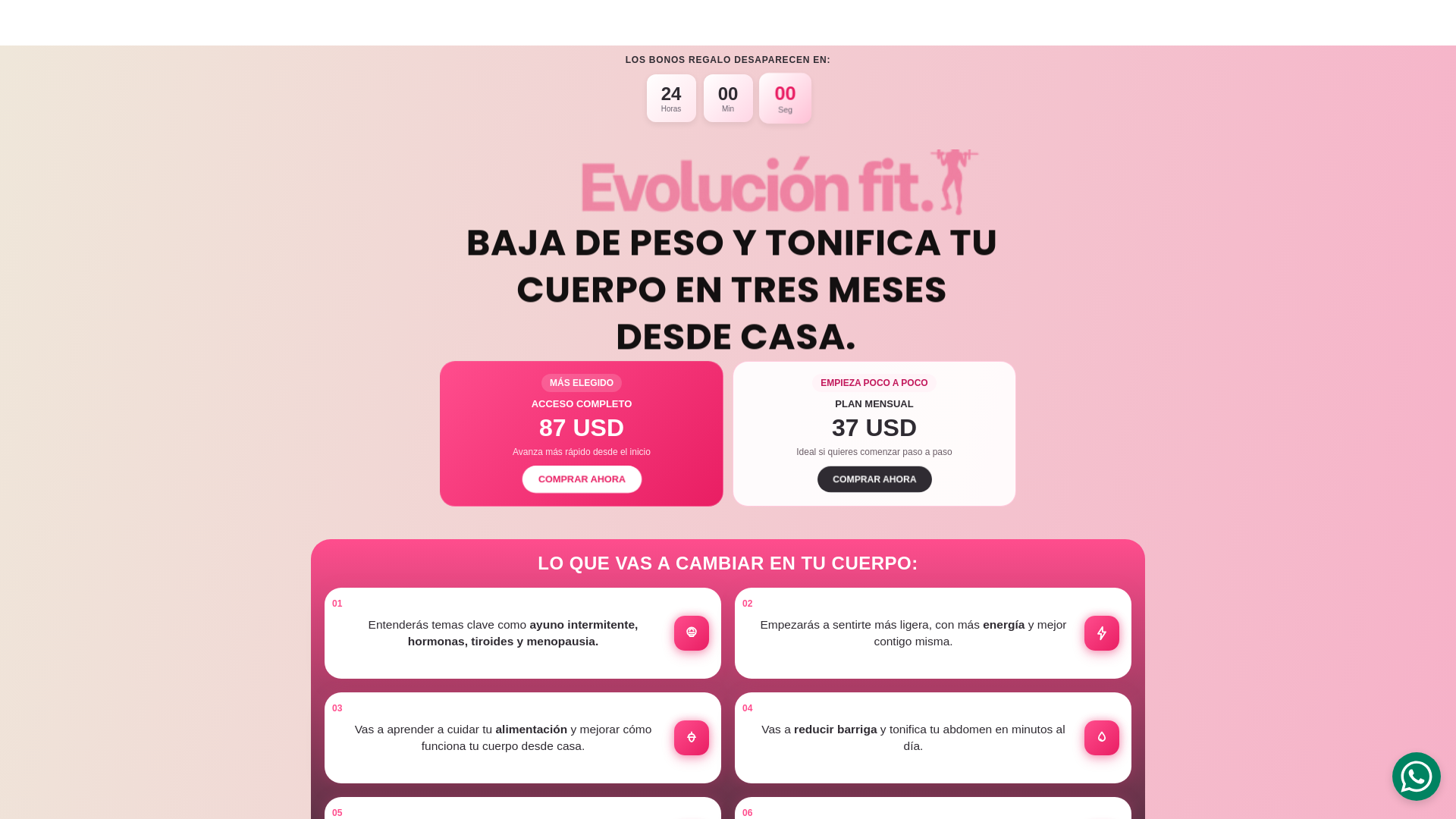 website screenshot of https://retoevolucionfit.com/