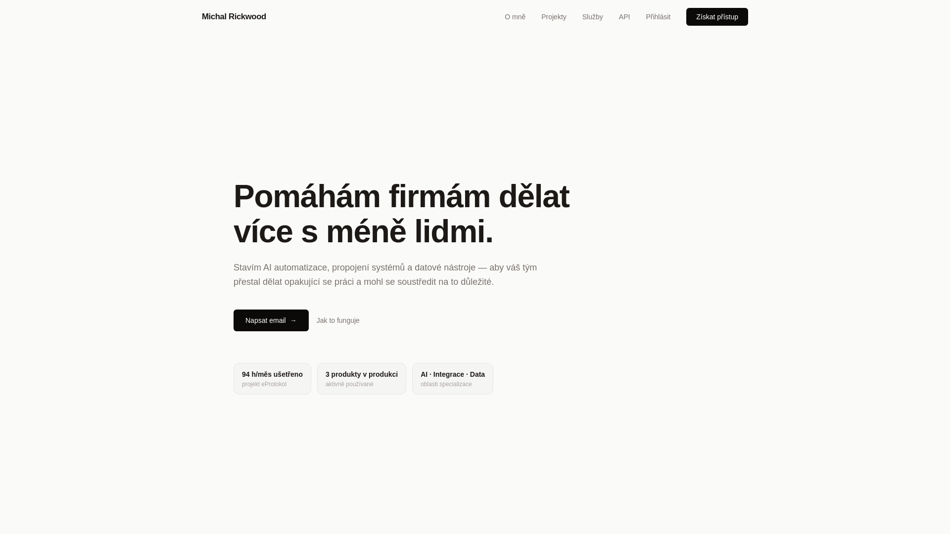 website screenshot of https://mrickwood.cz/