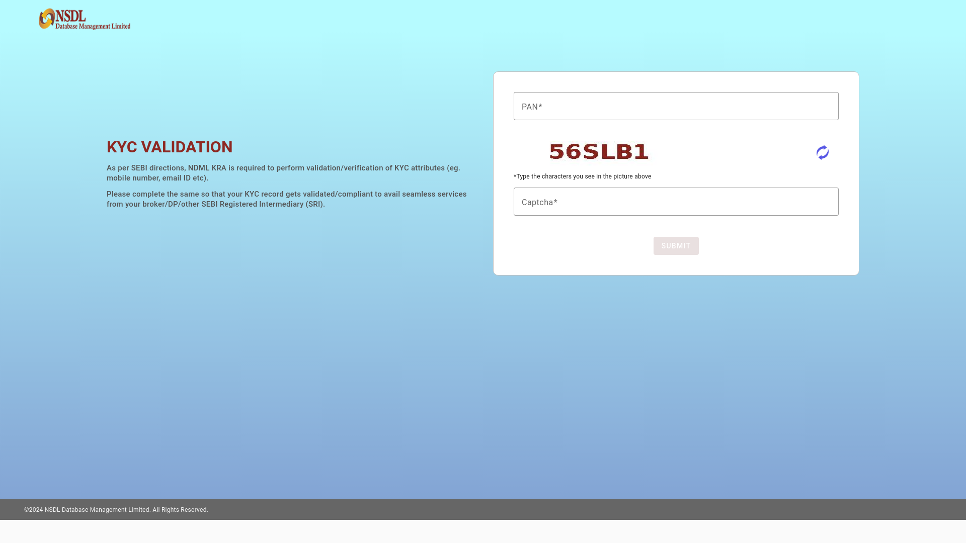 website screenshot of https://kra.ndml.in/kra/ckyc/