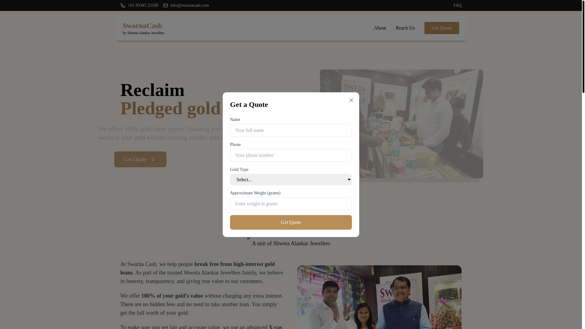 website screenshot of https://swarnacash.pages.dev/