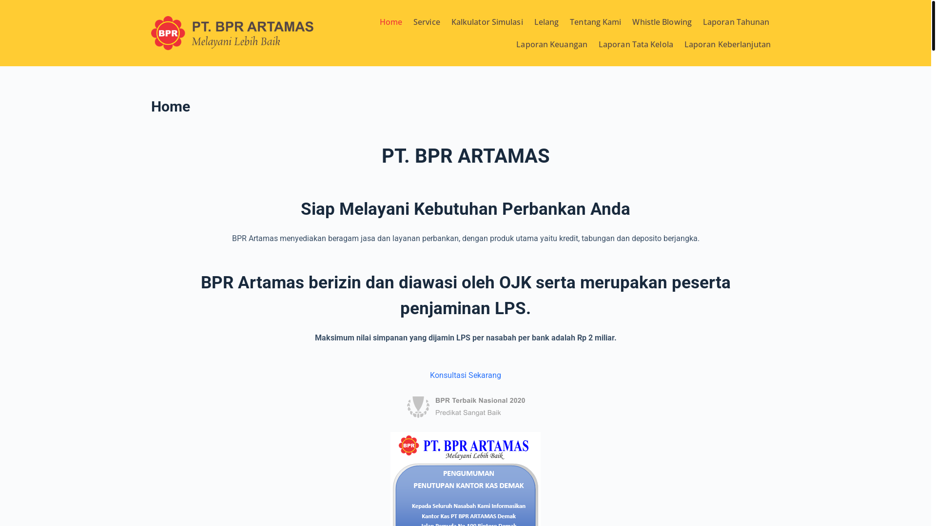 website screenshot of https://bprartamas.co.id/