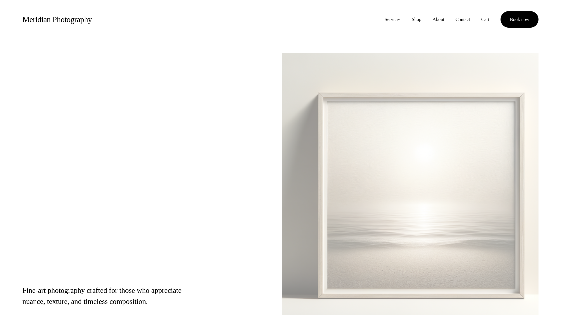 website screenshot of https://meridianphotography.net/