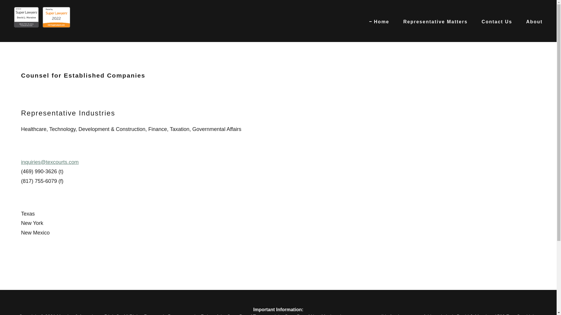 website screenshot of https://morainelegal.com/