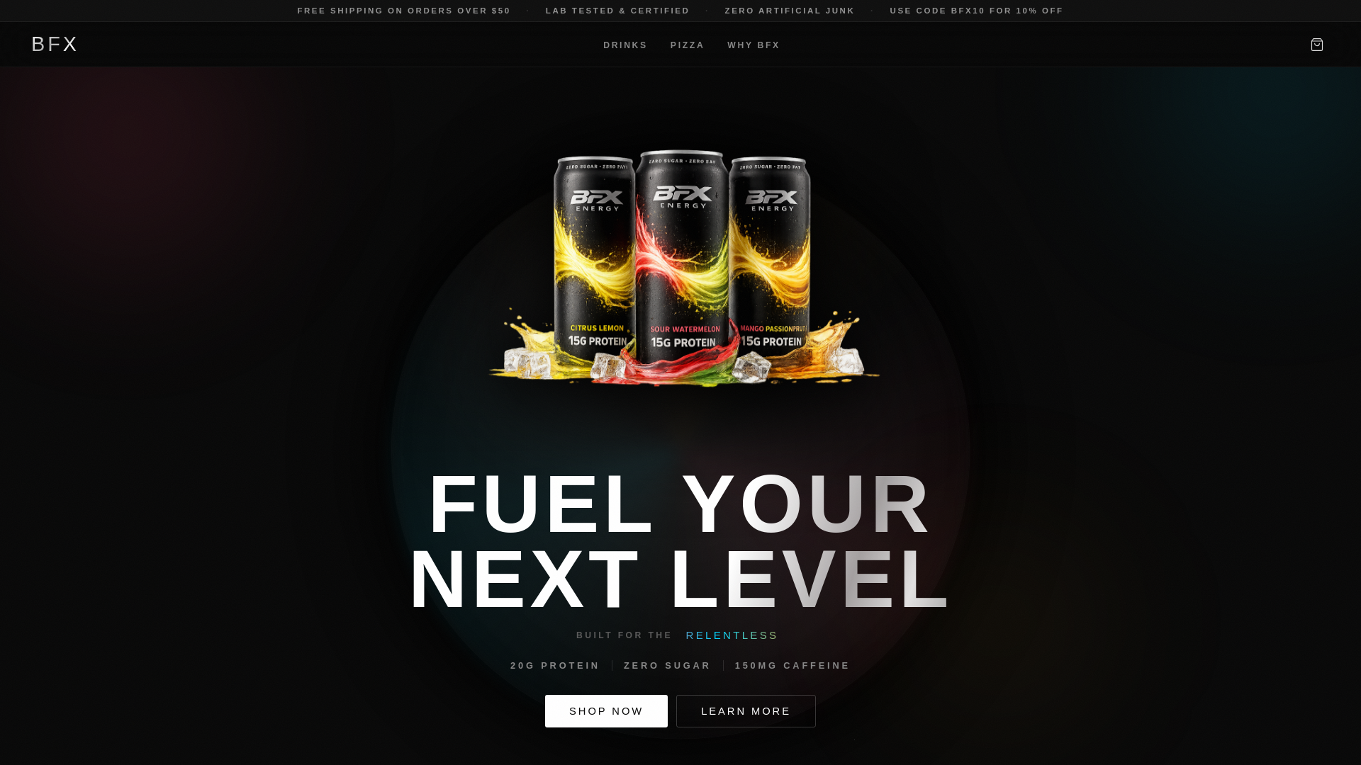 website screenshot of https://bfx-nutrition.com