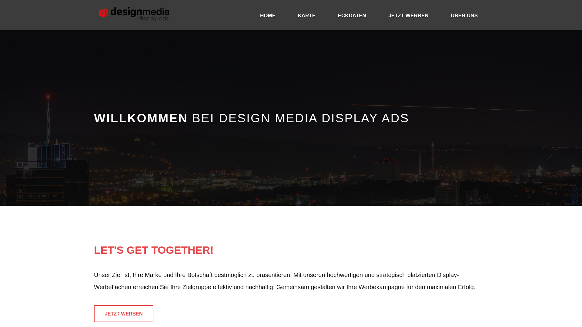 website screenshot of https://designmediaads.de