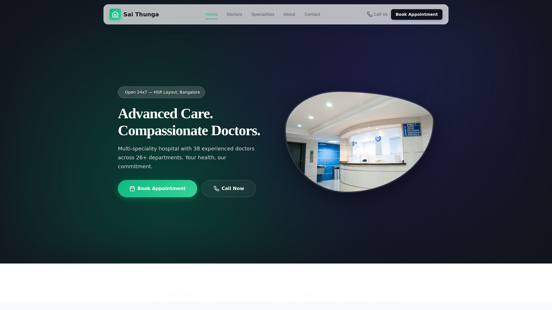 website screenshot of https://sai-thunga-hospital.pages.dev/