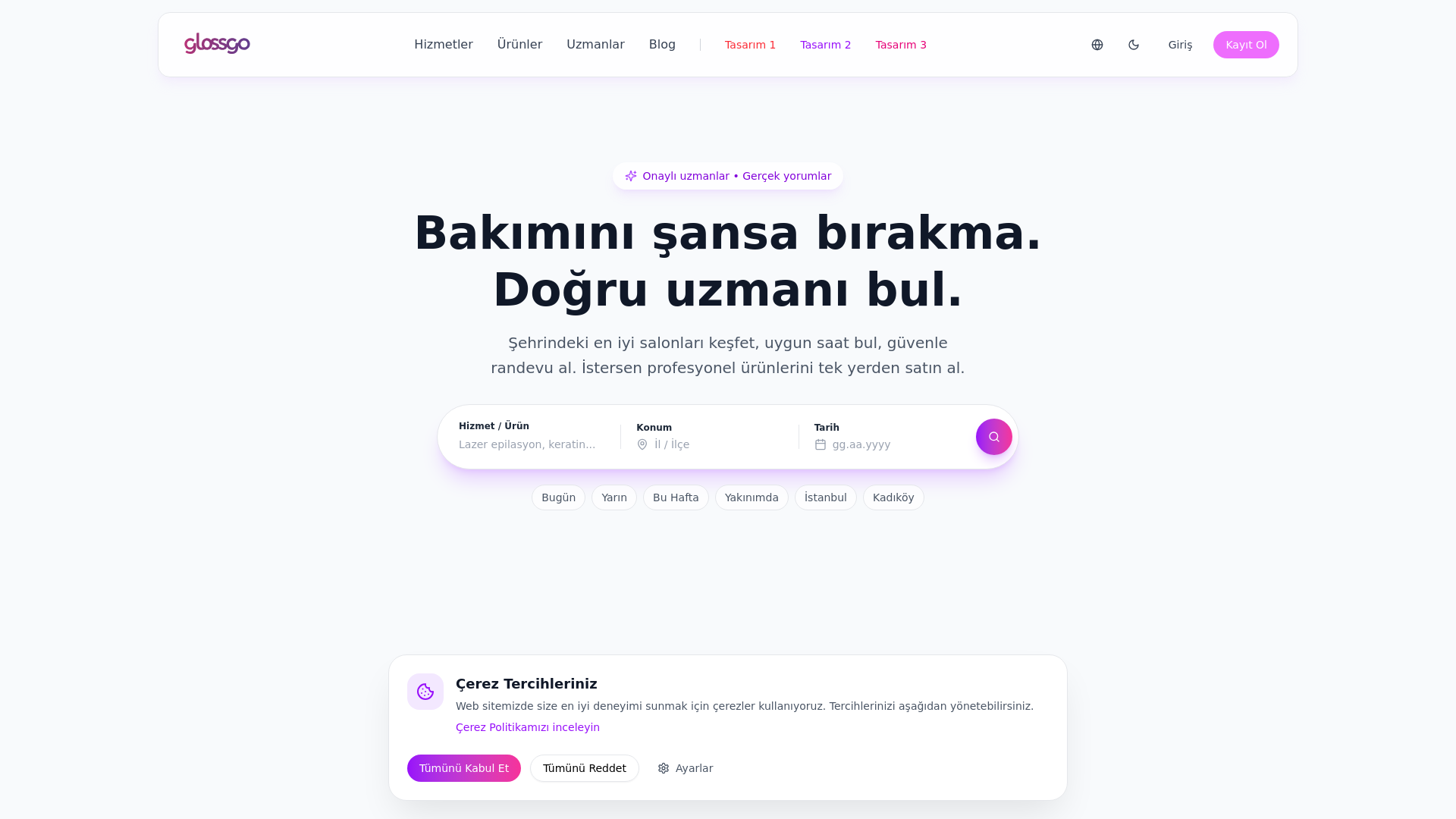 website screenshot of https://glossgo-fe-prototype-for-ads.pages.dev/