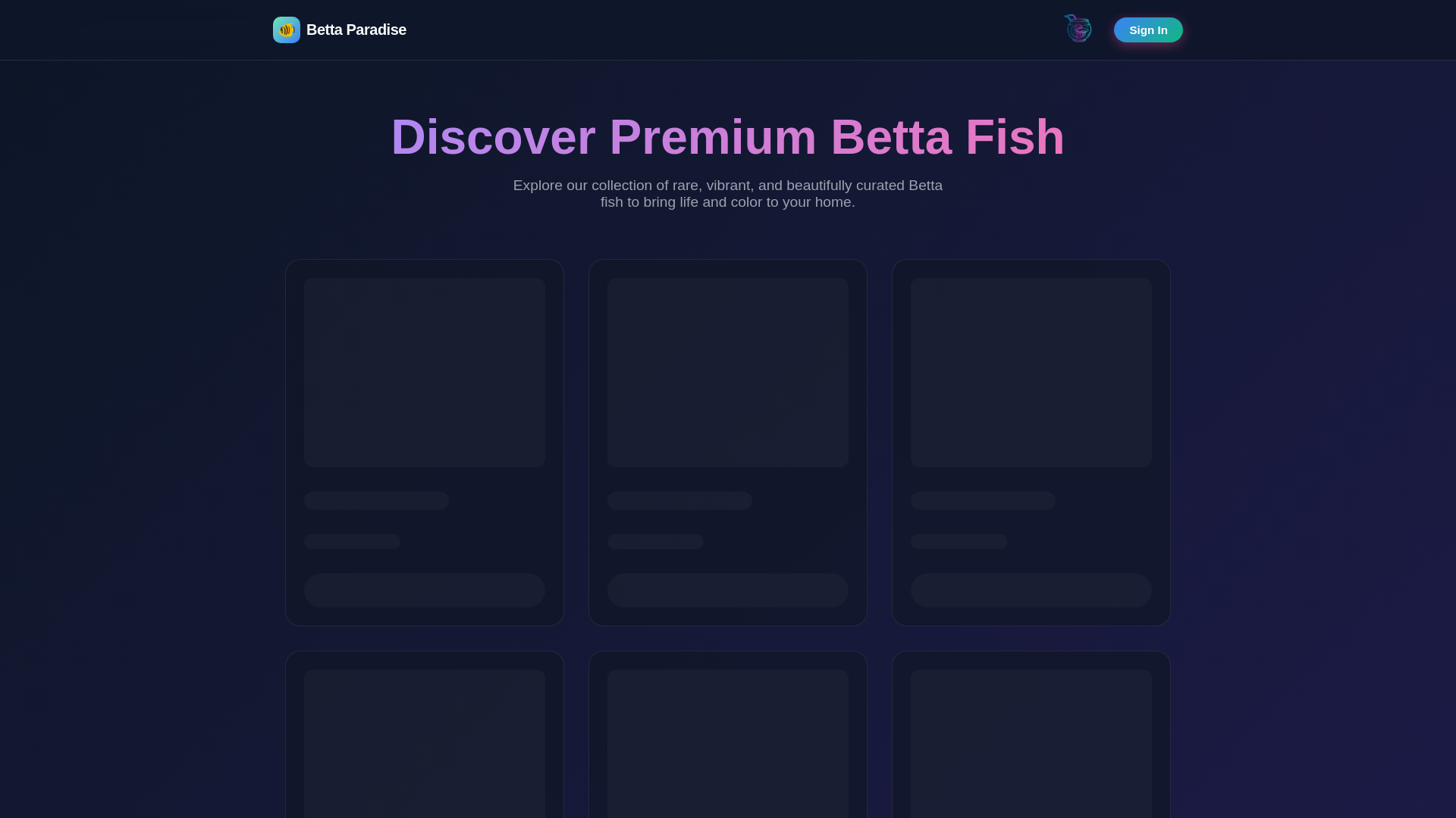 website screenshot of https://bettaparadise.store