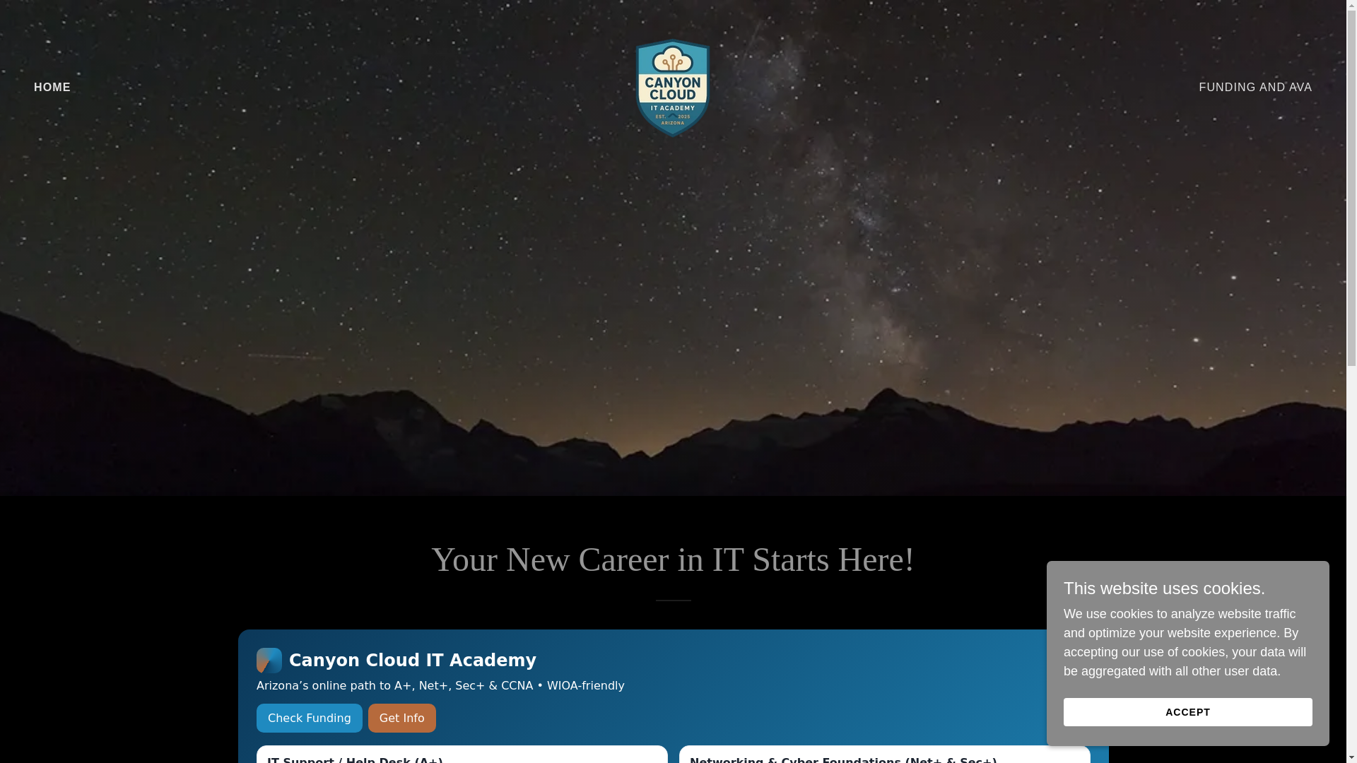 website screenshot of https://canyoncloudacademy.com/