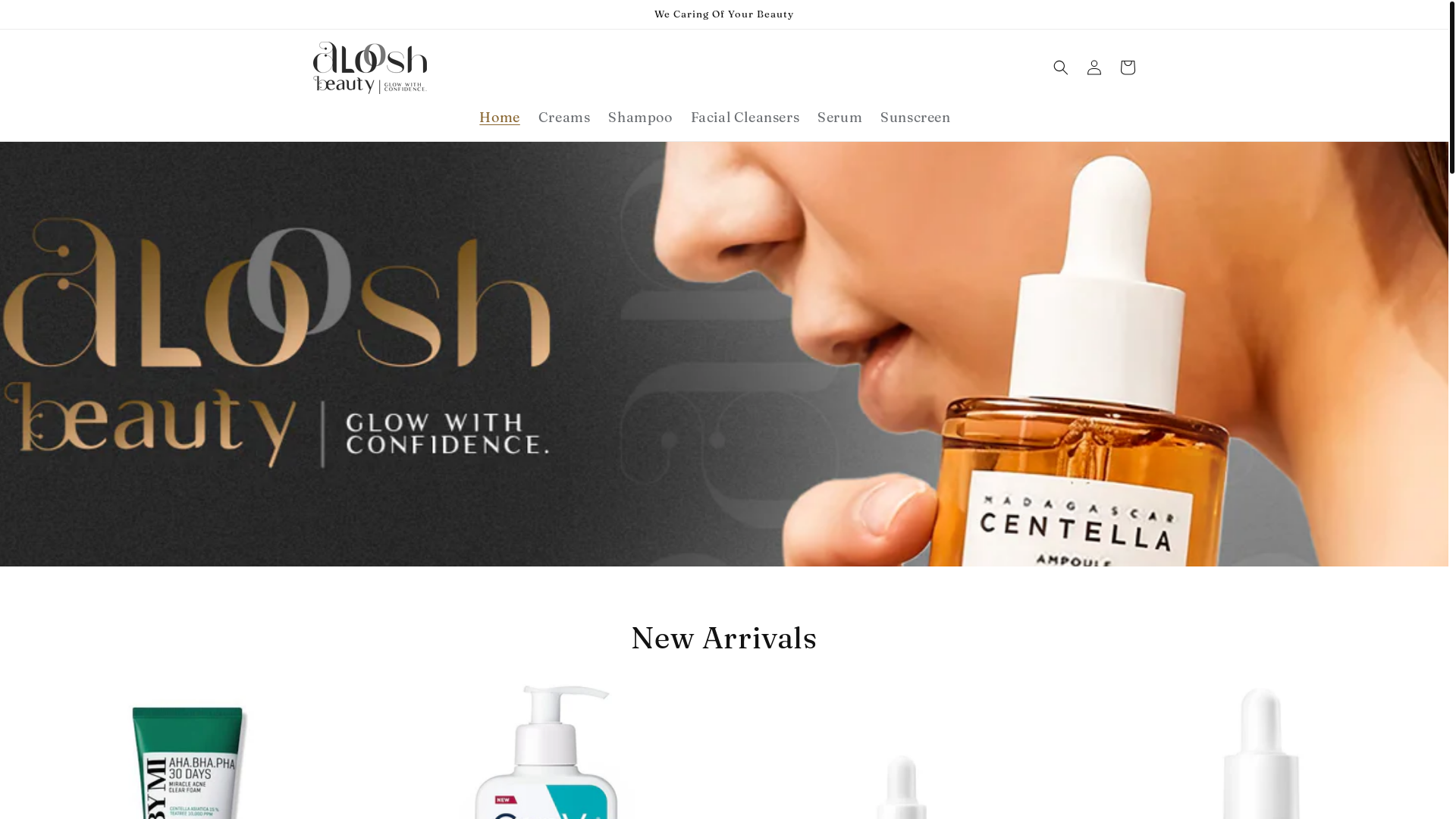 website screenshot of https://alooshbeauty.com/