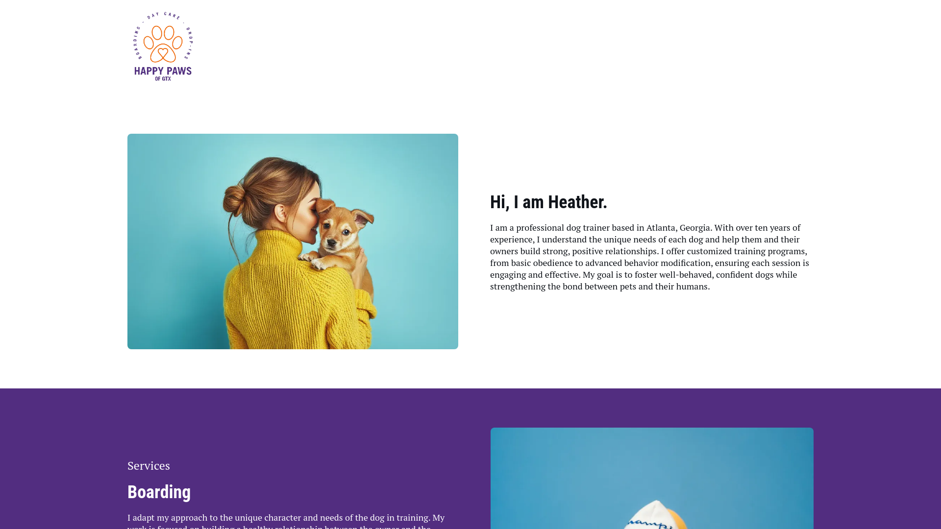 website screenshot of https://happypawsgtx.pages.dev/
