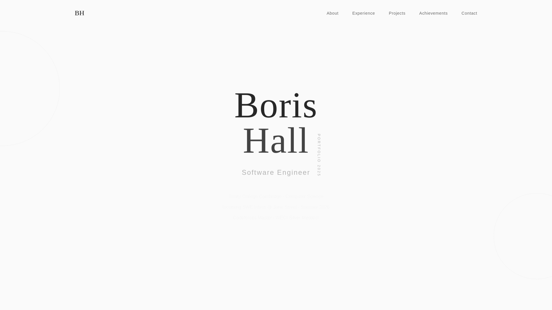 website screenshot of https://borishall-portfolio.pages.dev/