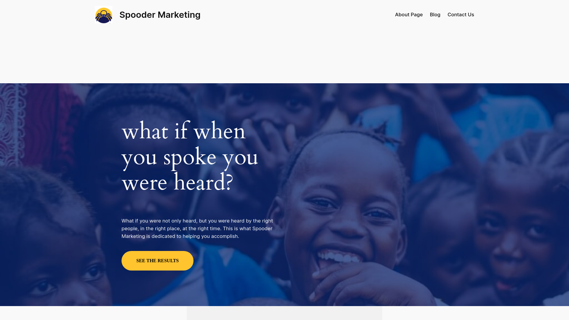 website screenshot of https://spoodermarketing.com/