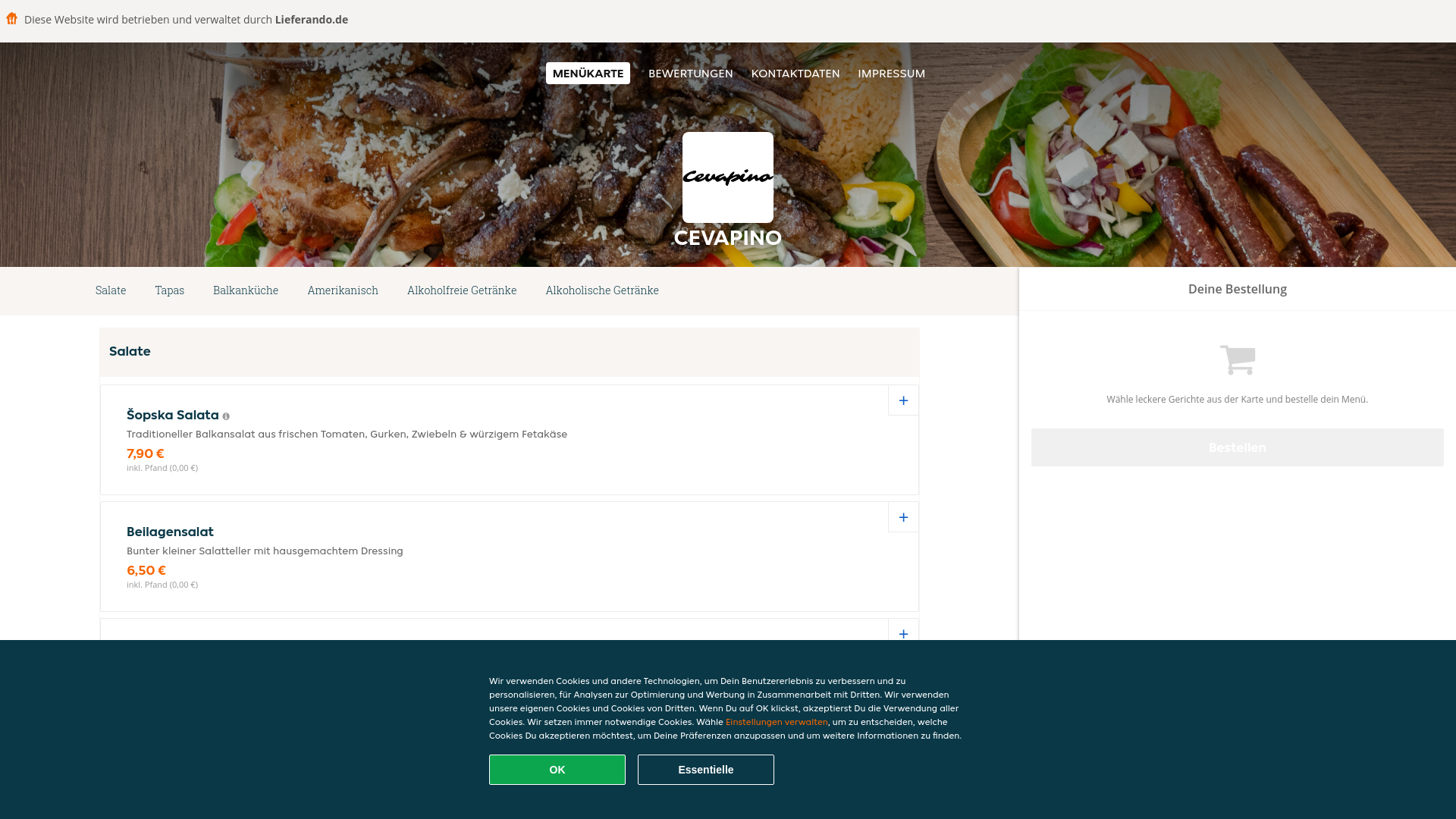 website screenshot of https://cevapino-vaterstetten.de/