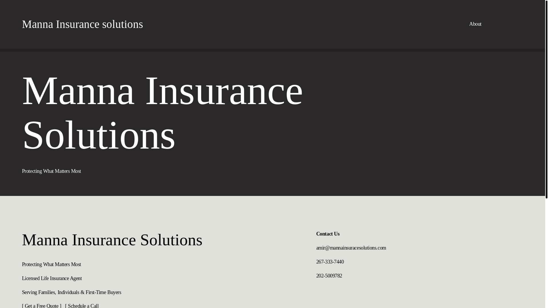 website screenshot of https://mannainsurancesolutions.com/