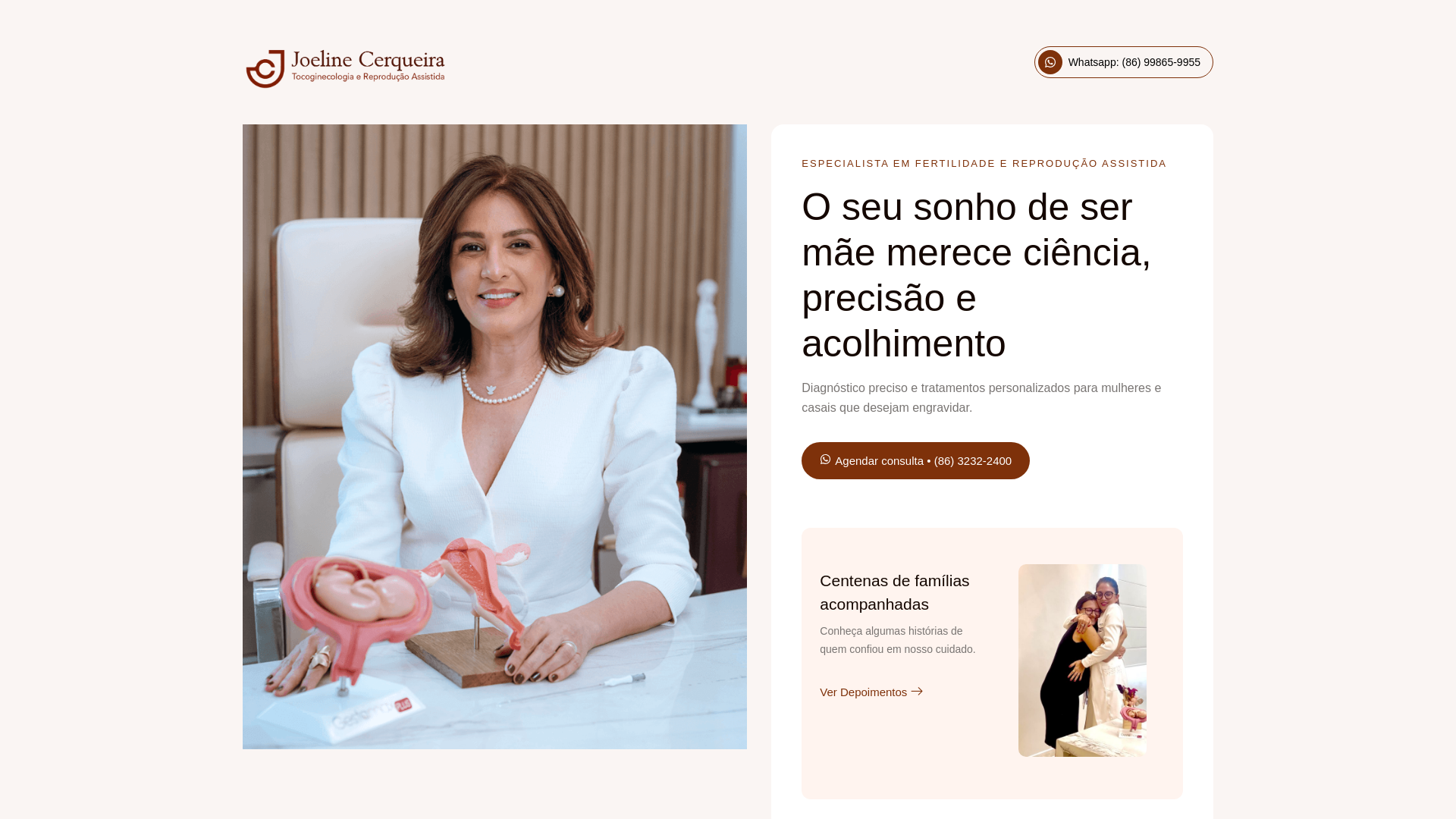 website screenshot of https://drajoelinecerqueira.com.br/