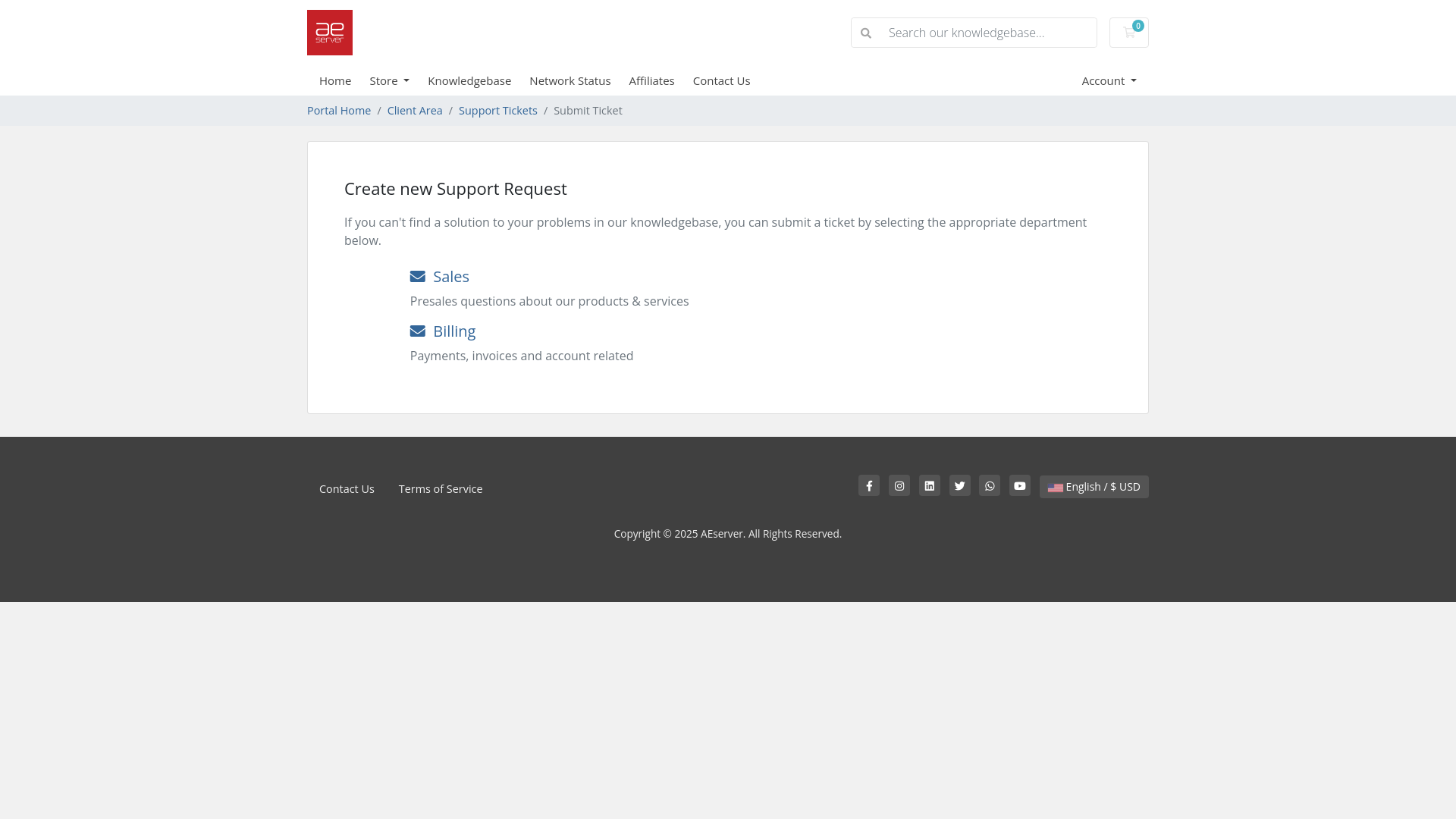 website screenshot of https://urldefense.com/v3/__https://my.aeserver.com/submitticket.php__;!!BlcFR2AOZX65Km2ZX8pQ!RJuiRNyu3pupU3sY4h5UlecF5NcZ3Gk1BEwoSBnxmh0AFXktk-GcHUXlpaRukDzJDUFXGxpvYlG177oBUFDSL1bbNLo_qpOlhHQ$