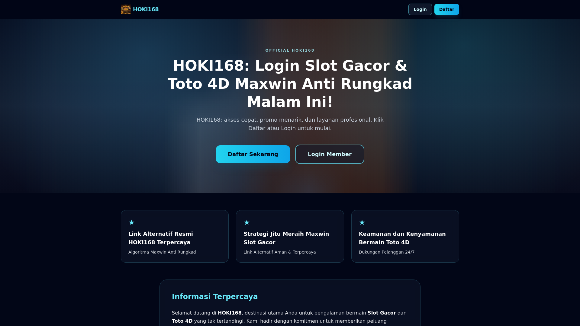 website screenshot of https://hoki168-login-slot.pages.dev/